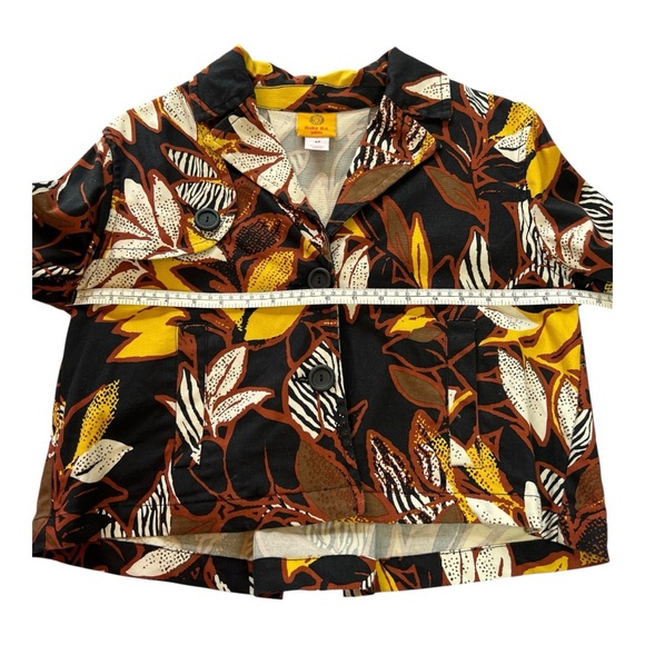 RUBY RD Leaf Print Cropped Jacket | 4P | Yellow Multi | Retro Safari Style - Picture 6 of 14